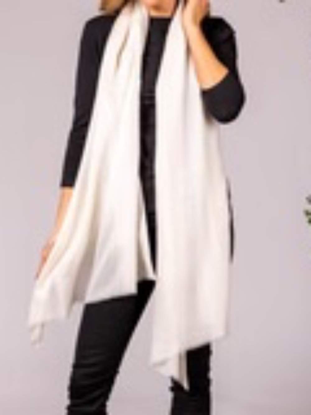 Classic Ivory Cashmere and Silk Wrap by Black U.K.